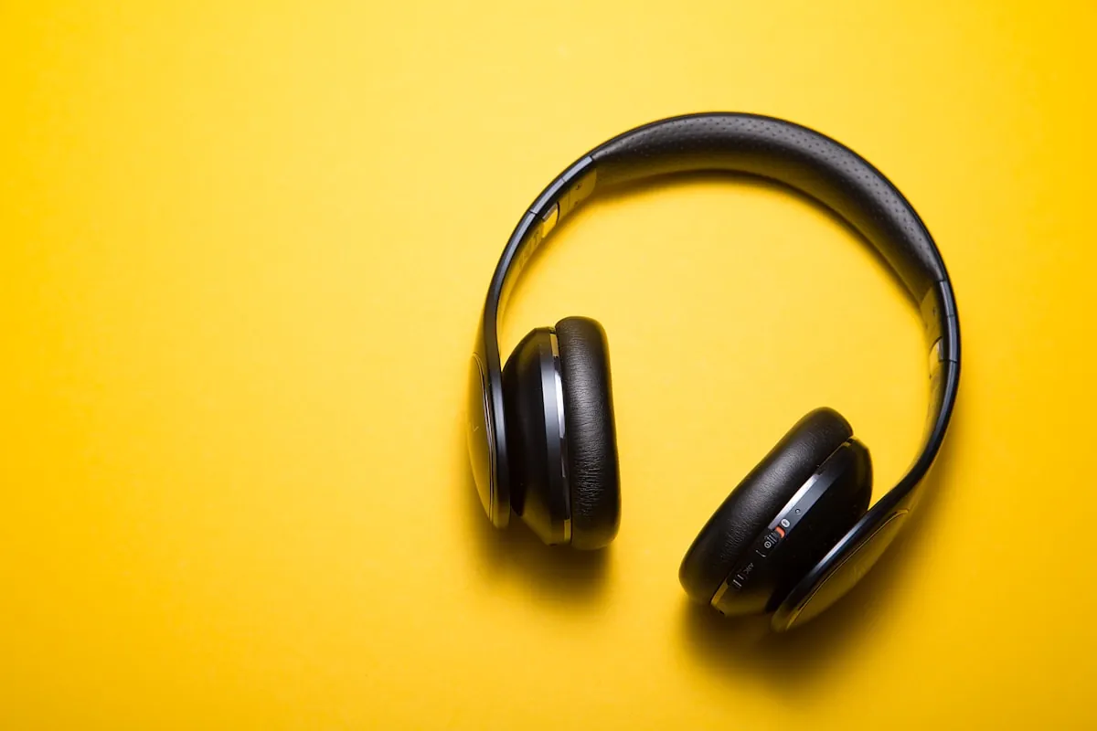 Premium noise-canceling headphones on wooden desk