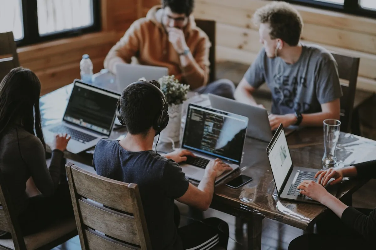 Remote team collaborating through digital communication tools