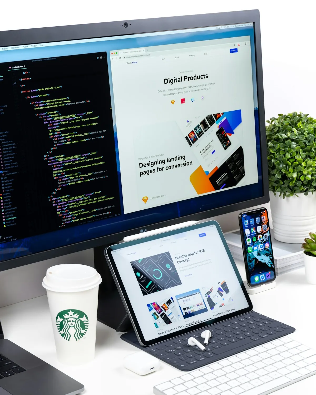 Dual monitor workspace setup for remote work