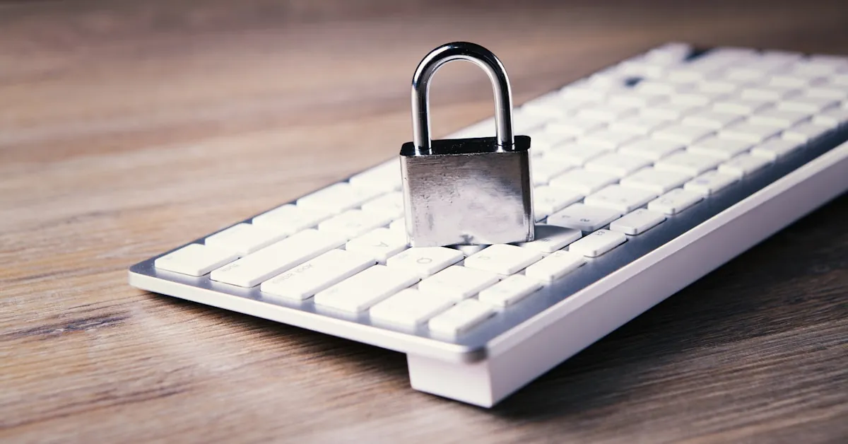 Padlock on keyboard representing email security and encryption